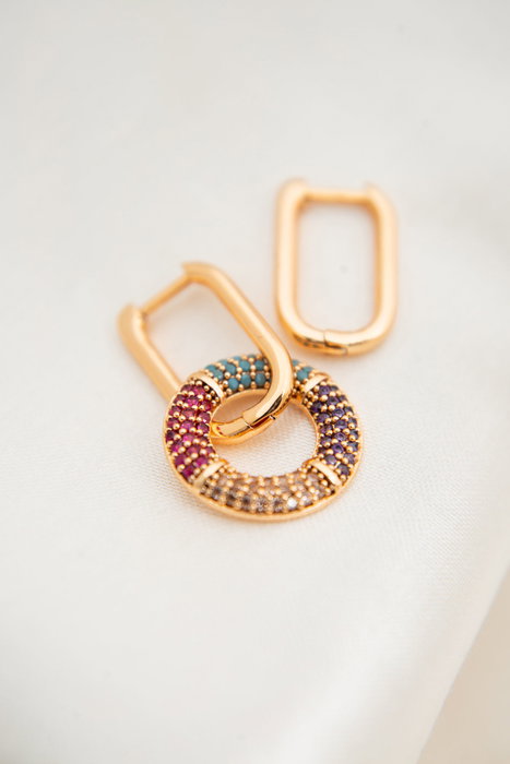 Heliophilia Silver Pendientes de Metal Multicolor con Circonitas CKP9246